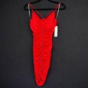 Timing Red Ruched Bodycon Mini Dress NWT - Size M - Date Night / Party Dress